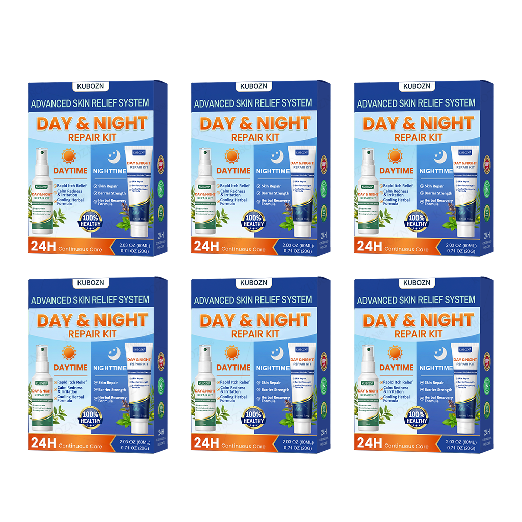 KUBOZN® Psoriasis Day & Night Repair System - 100% Steroid-Free Relief Duo for Plaques, Scaling & Itch